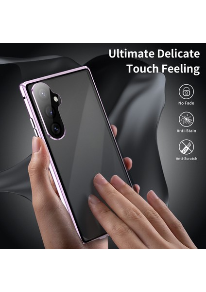 Samsung Galaxy S25 Kılıfı Çift Taraflı Temperli Cam + Metal Manyetik Telefon Kılıfı Tokalı - Altın (Yurt Dışından) fiyatları