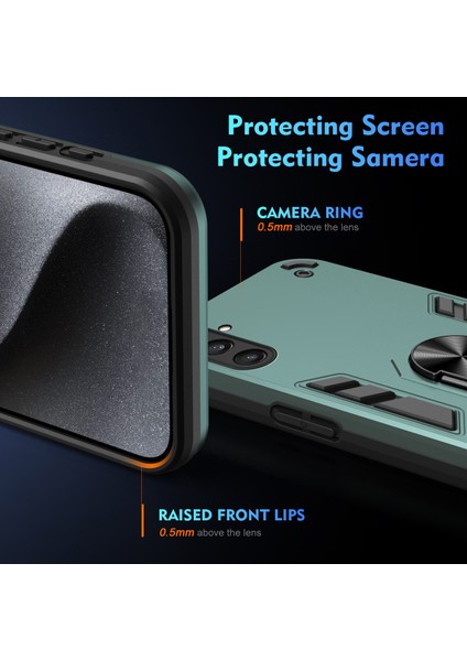 Samsung Galaxy S23 Fe Kılıf Darbeye Dayanıklı Pc + Tpu Döner Halka Destek Kabuğu-Yeşil Telefon Kılıfı (Yurt Dışından) fırsatları