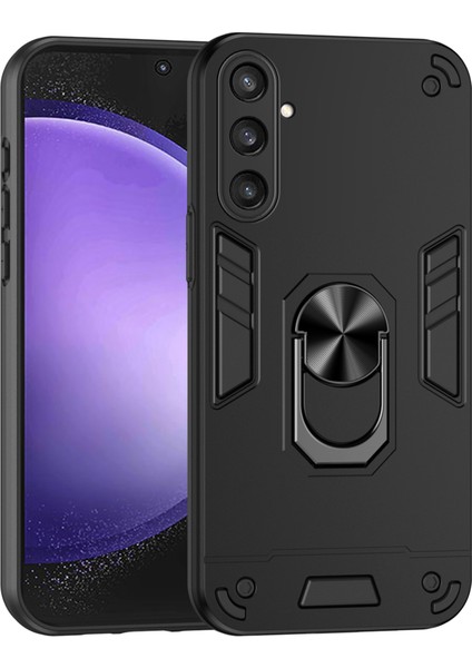 Samsung Galaxy S23 Fe Kılıf Darbeye Dayanıklı Pc + Tpu Döner Halka Destek Kabuğu-Siyah Için Telefon Kılıfı (Yurt Dışından)