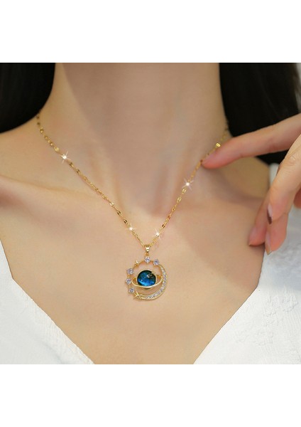 Hediye Evi Mavi Toprak Kolye Yaratıcı Moda High-End Kolye Kızlar Için Hediyeler Doğum Günü Hediyeleri Yılbaşı Hediyeleri (Yurt Dışından) fiyatları