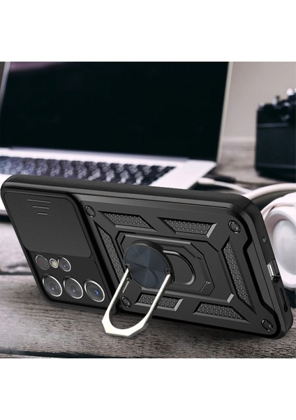 Samsung Galaxy S21 Ultra 5g-Mavi Için Sürgülü Kamera Kılıfı Pc+Tpu Darbeye Dayanıklı Çizilmeye Dayanıklı Ayaklı Telefon Kılıfı (Yurt Dışından) fırsatları