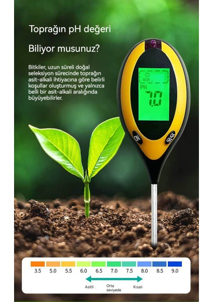 4'sü 1 Arada Sıcaklık Toprak Nem Ölçer Asitlik-Bazlık Ph Değeri Toprak Test Cihazı (Yurt Dışından) fiyatları