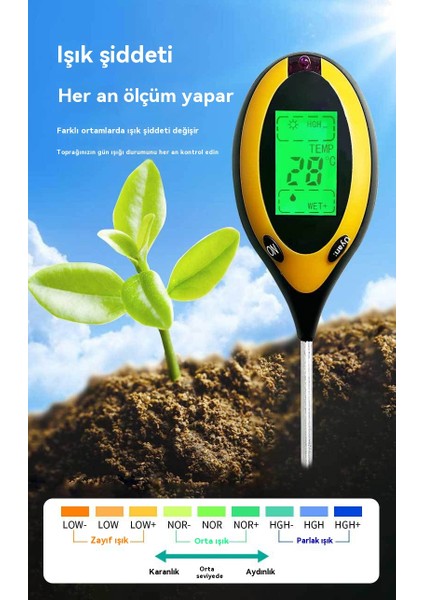 4'sü 1 Arada Sıcaklık Toprak Nem Ölçer Asitlik-Bazlık Ph Değeri Toprak Test Cihazı (Yurt Dışından) fırsatları