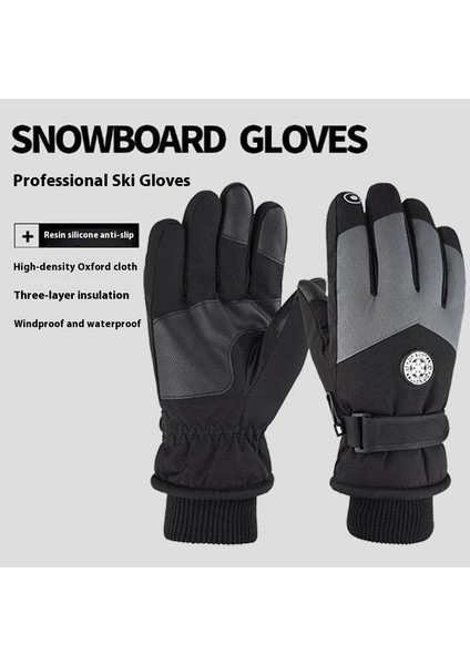 Kayak Elnleri Kış Erkek ve Kadın Açık Havada Sürme Soğuk Kaymaz Dokunmatik Ekran Elnleri Yastıklı ve Kalınlaştırılmış Sıcak Elnler (Yurt Dışından)