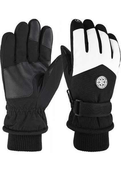 Kayak Elnleri Kış Erkek ve Kadın Açık Havada Sürme Soğuk Kaymaz Dokunmatik Ekran Elnleri Yastıklı ve Kalınlaştırılmış Sıcak Elnler (Yurt Dışından)