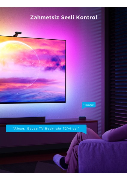 Envisual T2 TV Arkası Led Şerit Ambiyans Aydınlatma Tv Renk Senkronizasyonu 55-65 inc TV'ler ile Uyumludur