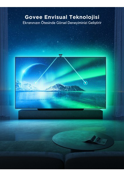 Envisual T2 TV Arkası Led Şerit Ambiyans Aydınlatma Tv Renk Senkronizasyonu 55-65 inc TV'ler ile Uyumludur