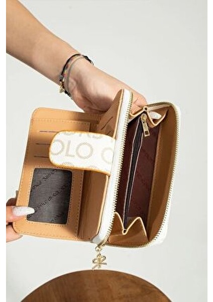 Beyaz Kadın Cüzdan Fermuarlı Model Kartlık Bölmeli Şık Tasarım modelleri