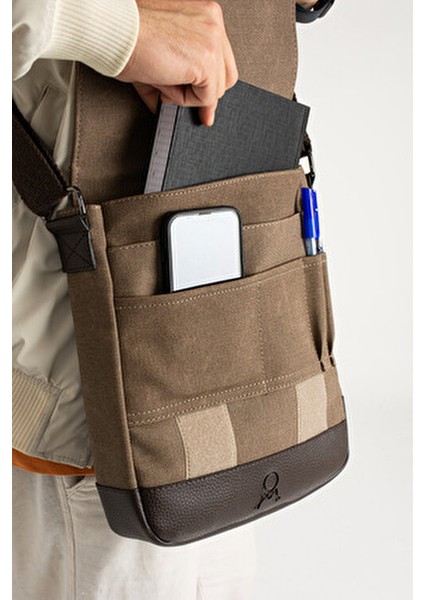 Mega 417 Unısex Kanvas Postacı Çantası Askılı Çanta Omuz Çanta Toprak-Kahve modelleri