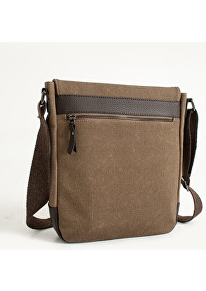 Mega 417 Unısex Kanvas Postacı Çantası Askılı Çanta Omuz Çanta Toprak-Kahve