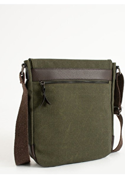 Mega 417 Unısex Kanvas Postacı Çantası Askılı Çanta Omuz Çanta Yeşil-Kahve