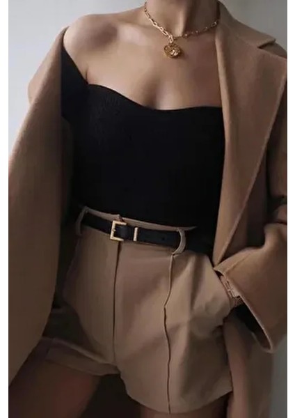 Kadın Trendy Gold Tokalı Metal Köprülü Pantolon Gömlek Ceket Elbise Kazak Kemeri