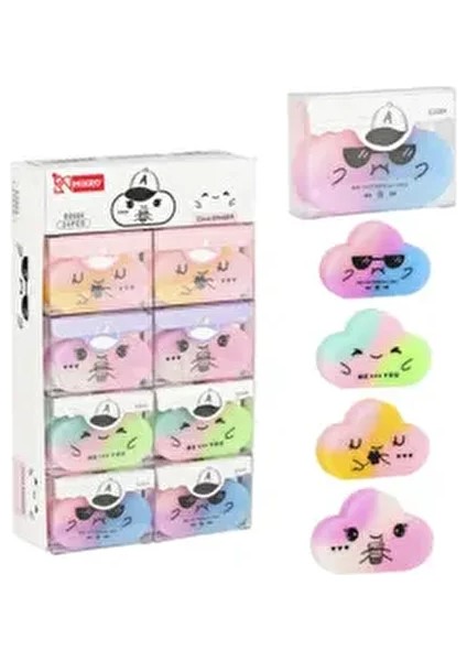 Renkli Figürlü Bulut Silgi 2 Adet Eğlenceli Tasarım ve Renk Seçenekleri