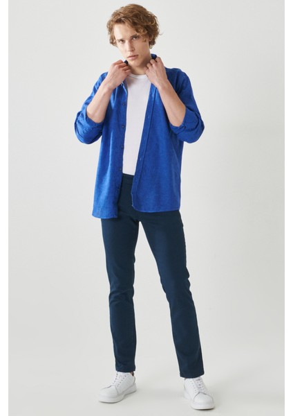 ALTINYILDIZ CLASSICS Erkek Lacivert 360 Derece Her Yöne Esneyen Slim Fit Dar Kesim Pamuklu Rahat Pantolon