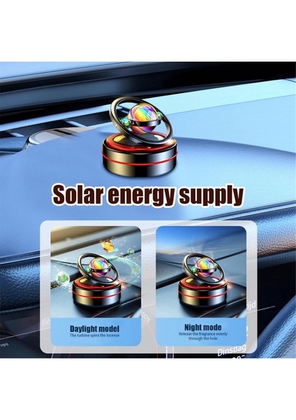 Güneş Enerjili Döner Aromaterapi Araba Difüzörü Gösterge Paneli Süsleri Siyah (Yurt Dışından) modelleri