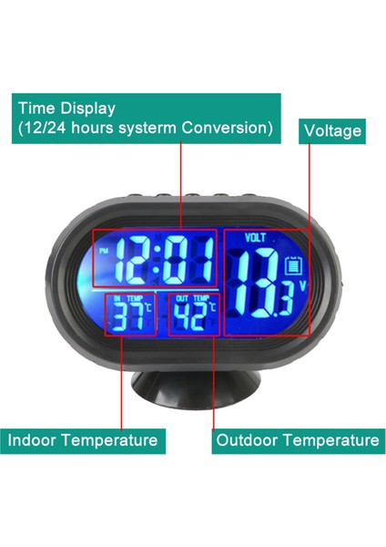 Iç Aksesuarlar 3'ü 1 Arada Araba Voltmetre Termometre Saat 12V24V (Yurt Dışından) fırsatları