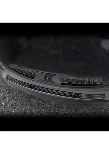 Araba Paslanmaz Çelik Bagaj Koruma Plakası Döşeme Siyah (Yurt Dışından)