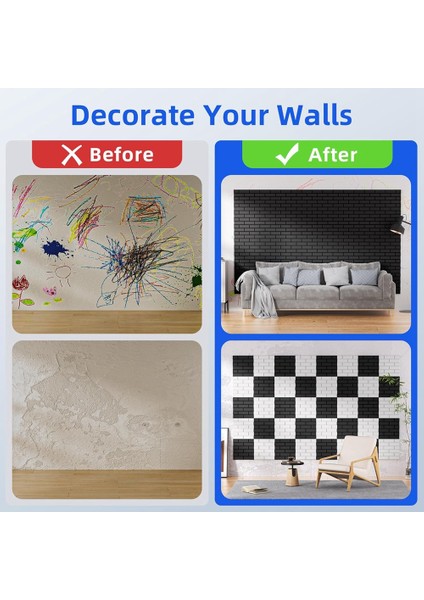 Ev Stüdyo Ofis Dekoru Için Ses Geçirmez Duvar Panelleri Siyah (Yurt Dışından) indirimleri