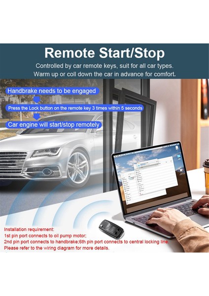 Araba Alarmı Tek Düğmeli Startstop Sistem Kiti Uzaktan Motor Kapı Kilidi (Yurt Dışından)