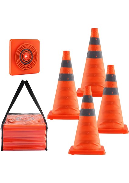 Safetys Konileri 4'lü Paket 18 Inç Katlanır Trafik Konileri (Yurt Dışından)