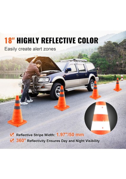 Safetys Konileri 4'lü Paket 18 Inç Katlanır Trafik Konileri (Yurt Dışından) fiyatları