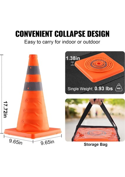 Safetys Konileri 4'lü Paket 18 Inç Katlanır Trafik Konileri (Yurt Dışından) modelleri