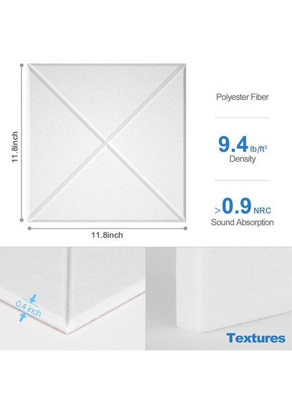 12 Paket Akustik Paneller, 12X12X0.4 Inç Ses Geçirmez Köpük Paneller, Beyaz (Yurt Dışından) fiyatları