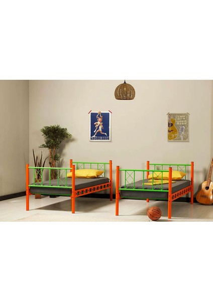 Argimo Carme Genç Çocuk Yatak Odası Metal Ranza ve Karyola 90 x 190