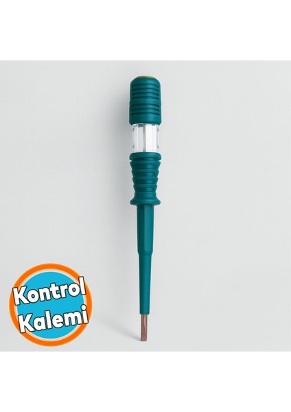 Profesyonel Elektrik Kontrol Kalemi Düz Uçlu Izoleli Tornavida Priz Faz Voltaj Tornavidası 190 mm