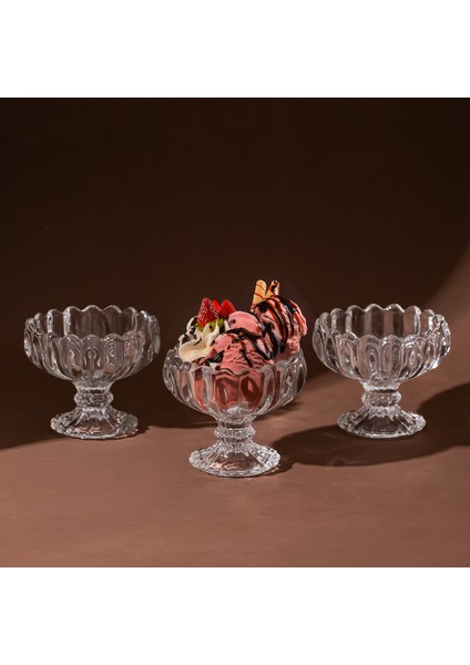 Mimoza Cam Kase Puding Tatlı ve Dondurma Kasesi 6'lı Kase Çerez Seti