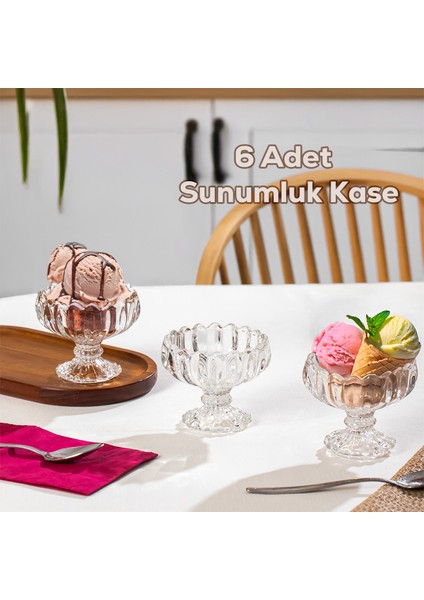 Mimoza Cam Kase Puding Tatlı ve Dondurma Kasesi 6'lı Kase Çerez Seti indirimleri