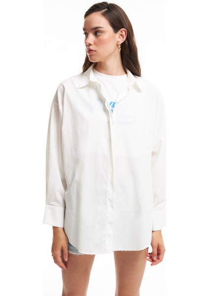 Oversize Gömlek Ekru modelleri