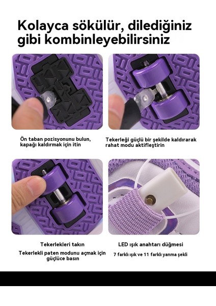 Dört Tekerlekli Patenler Deri Yüzey Nefes Alabilir Işık Dört Tekerlekli Patenler-Siyah (Yurt Dışından) modelleri