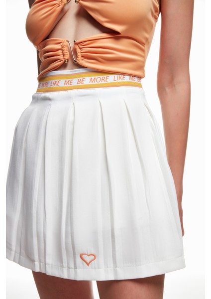 Beli Lastikli Pileli Mini Etek Ekru fırsatları