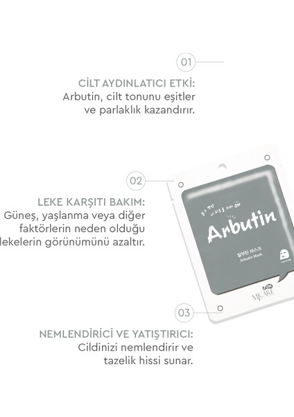 10'lu Arbutin Özlü Kağıt Yüz Maskesi 23 g – Cilt Tonunu Eşitleyen ve Arındırıcı Kore Üretimi Bakım Seti fiyatları