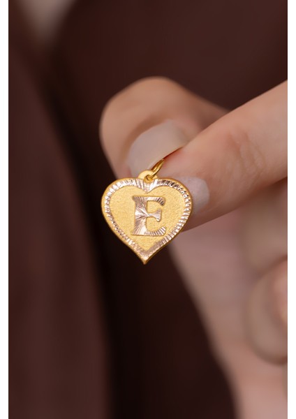 14 Ayar Altın Nostaljik Kalp E Harf Kolye Ucu fiyatları