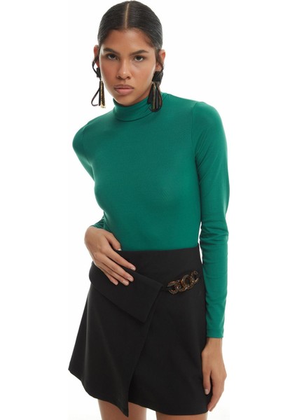 Balıkçı Yaka Bodysuit Koyu Yeşil modelleri