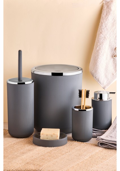 Lisbone Silver 5 Parça Banyo Aksesuar Seti - Gri