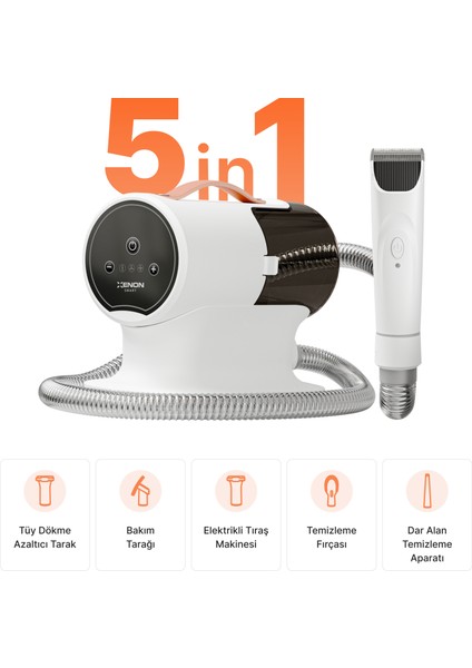 Kedi Köpek Tüy Bakım Seti 5'i 1 Arada Evcil Hayvan Tıraş Makinesi Filtreli Tüy Toplayıcı Bakım Tarağı Fırçası X6301 fiyatları