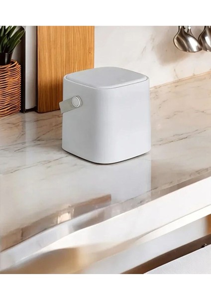 Click Kapaklı Tutma Saplı Iç Kovalı Tezgah Üst Mutfak Çöp Kovası 4 Lt - Beyaz