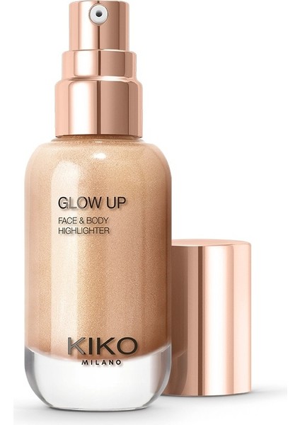 Glow Up Likit Aydınlatıcı 01 Champagne 50 ml – Yüz ve Vücut için Suya Dayanıklı, Metalik Işıltı