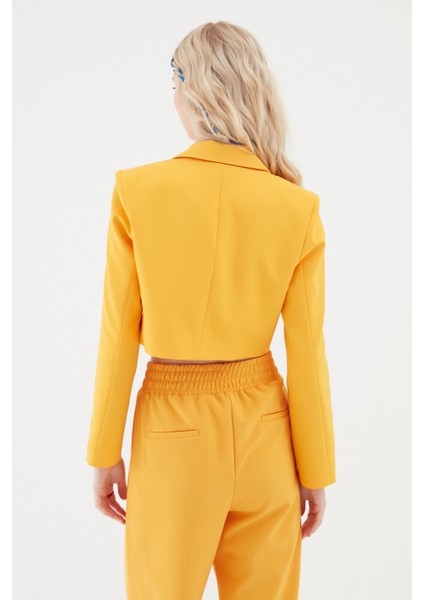 Kruvaze Crop Blazer Ceket Turuncu indirimleri