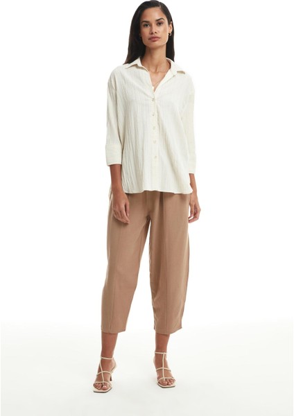 Fakir Kol Düğmeli Gömlek Naturel