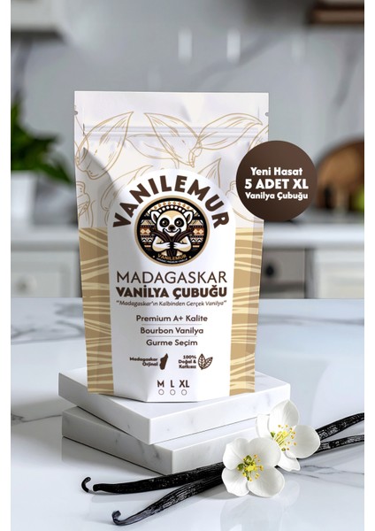 Vanilya Çubuğu 5 Adet (Yeni Hasat) Madagaskar Vanilyası [XL]