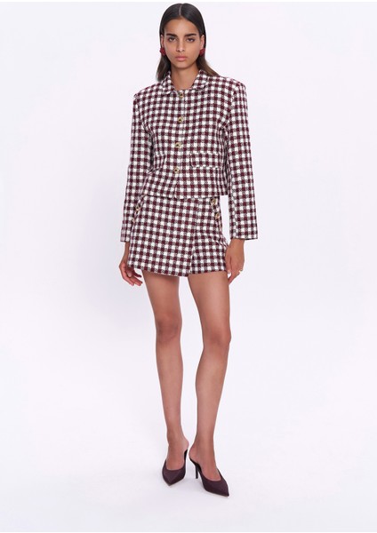 Düğme Detaylı Tüvit Ceket Bordo fırsatları