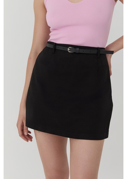 Kemer Detaylı Mini Etek Siyah fiyatları