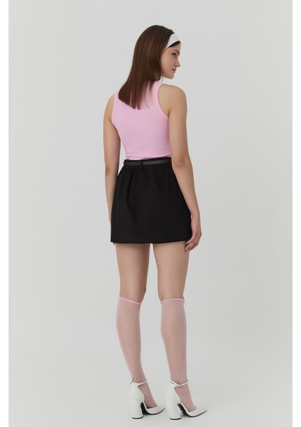 Kemer Detaylı Mini Etek Siyah indirimleri