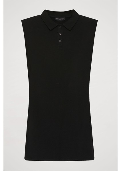 Polo Yaka Vatkalı Mini Elbise Siyah fiyatları