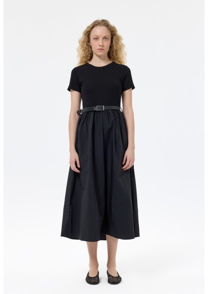 Beli Kemerli Basic Midi Elbise Siyah fırsatları