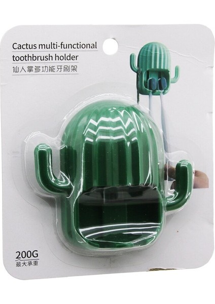 Kaktüs Modeli Diş Fırçalık - 2 Kol Askılık Yapışkanlı Montaj